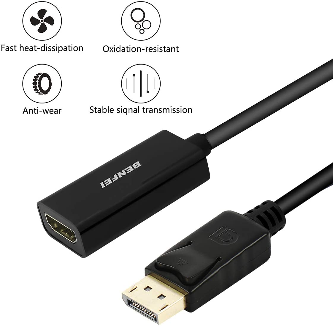 DisplayPort to HDMI, Benfei Gold-Plated DP Display Port to HDMI Adapter (Male to Female) Compatible for Lenovo Dell HP and Other Brand DisplayPort to HDMI, Benfei Gold-Plated DP Display Port to HDMI Adapter (Male to Female) Compatible for Lenovo Dell HP and Other Brand